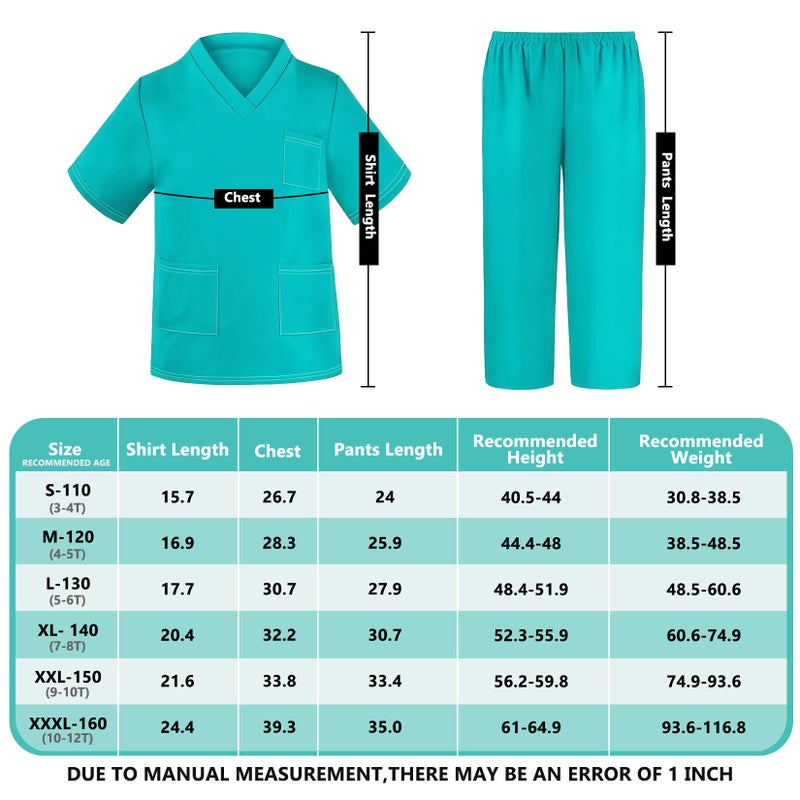 Mizzuco Doctor Costume for Kids Toddler Nurse Scrubs Halloween Dress Up Cosplay For Boys Girls 3-12 Years (Green  XXL-150CM/8-9yrs) - Image 2